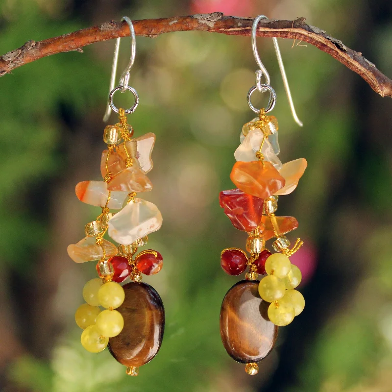 Shop Modern Jewelry Collections With Exclusive Discounts Thai Autumn Sterling Silver & Gemstone Cluster Earrings