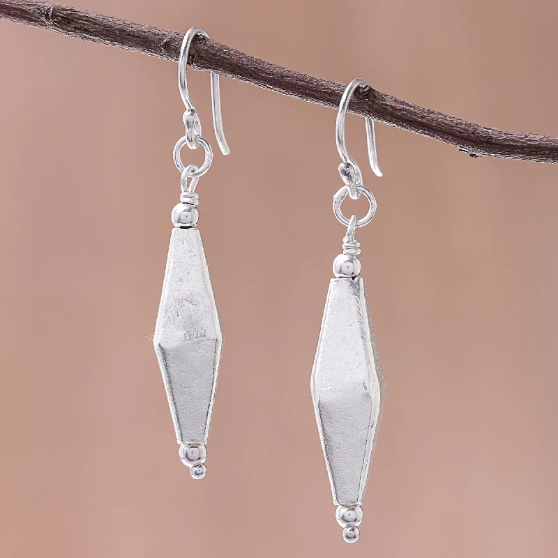 Shop High-Quality Jewelry At Jaw-Dropping Discounts Thai Diamonds Diamond-Shaped Sterling Silver Dangle Earrings