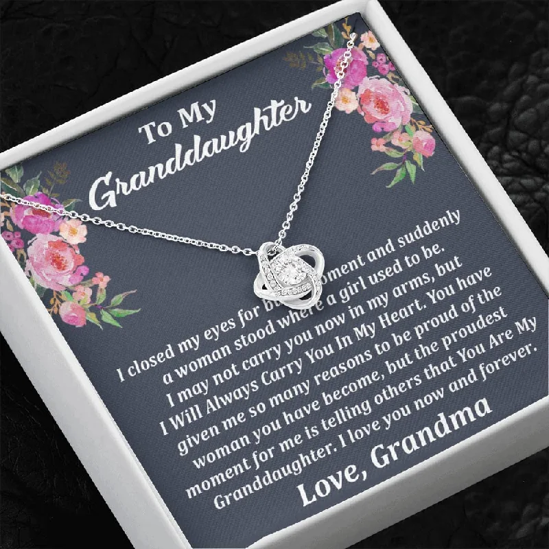 Eco-Friendly Sustainable Jewelry For Conscious Buyers To My Granddaughter Love Knot Necklace - Birthday Graduation Gift - Flower Background Wedding Gift For Granddaughter Eco-Friendly Sustainable Jewelry For Conscious Buyers To My Granddaughter Love Knot Necklace - Birthday Graduation Gift - Flower Background Wedding Gift For Granddaughter