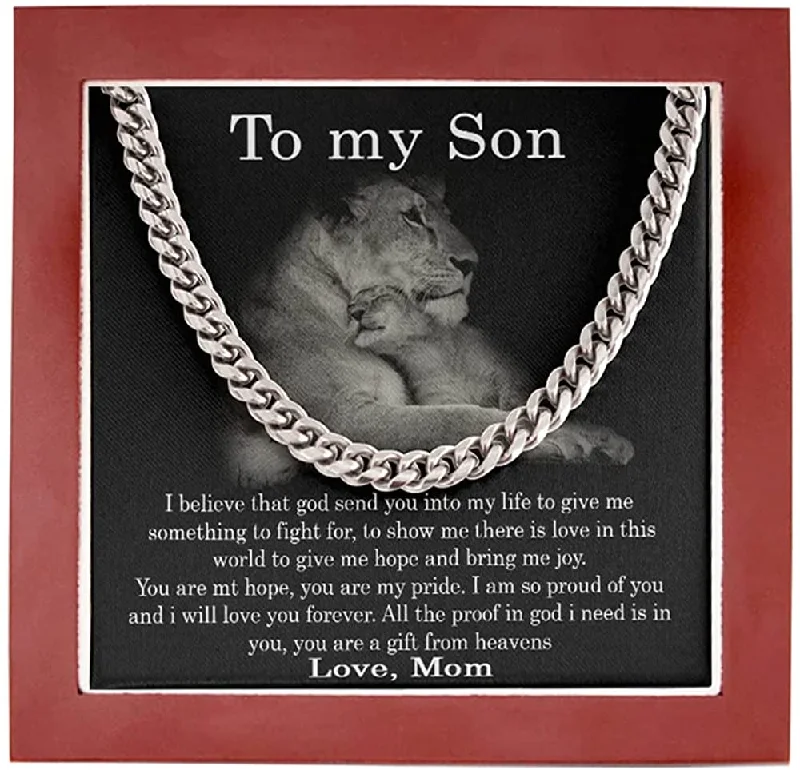 Bold And Beautiful Jewelry Now At Irresistible Prices to My Son Necklace from Mom I Believe That God Send You Into My Life Cuban Link Chain Necklace Gift to My Son for Bold And Beautiful Jewelry Now At Irresistible Prices to My Son Necklace from Mom I Believe That God Send You Into My Life Cuban Link Chain Necklace Gift to My Son for