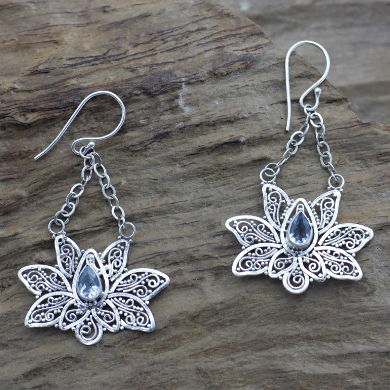 Holiday Jewelry Sale – Perfect Gifts At The Best Prices Treasured Lotus Blue topaz flower earrings