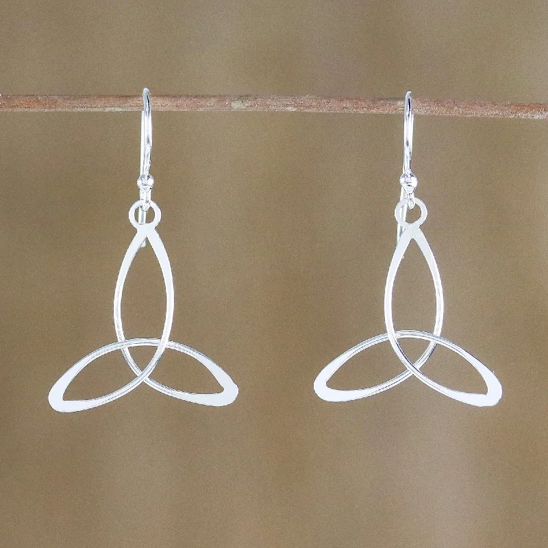 High-Quality Jewelry At A Fraction Of The Cost Triangle Twist Sterling Silver 3-Point Dangle Earrings from Thailand