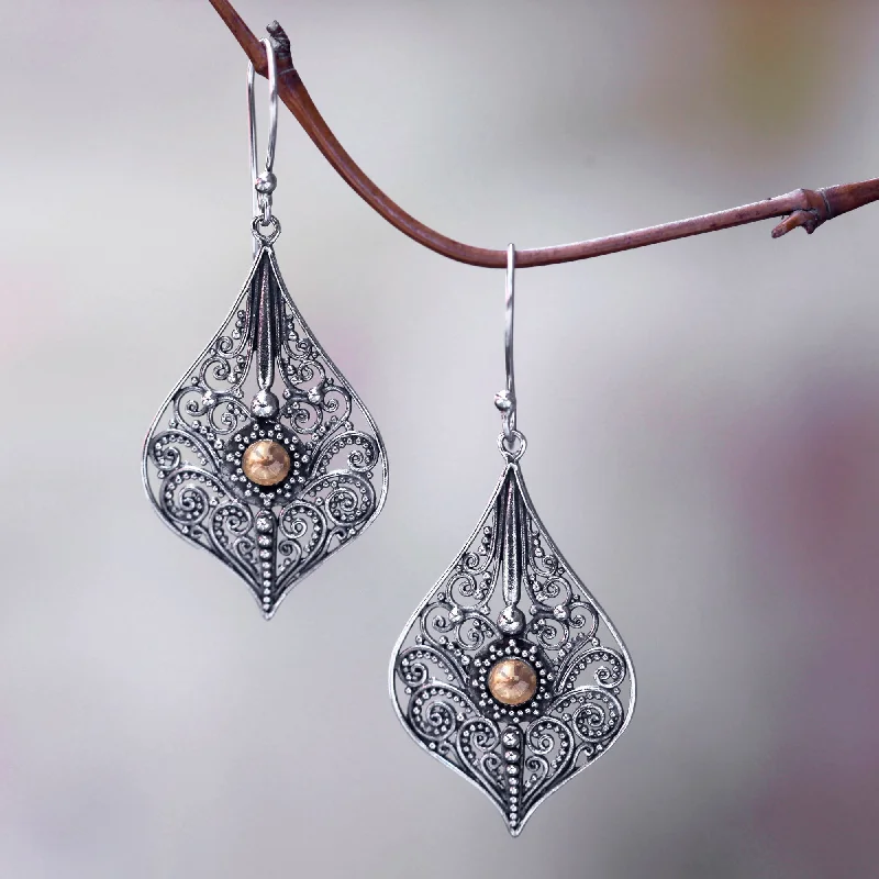 Don't Miss Our Biggest Jewelry Sale Of The Season Vintage Lace Vintage Style Sterling Silver Earrings with 18k Gold Accents