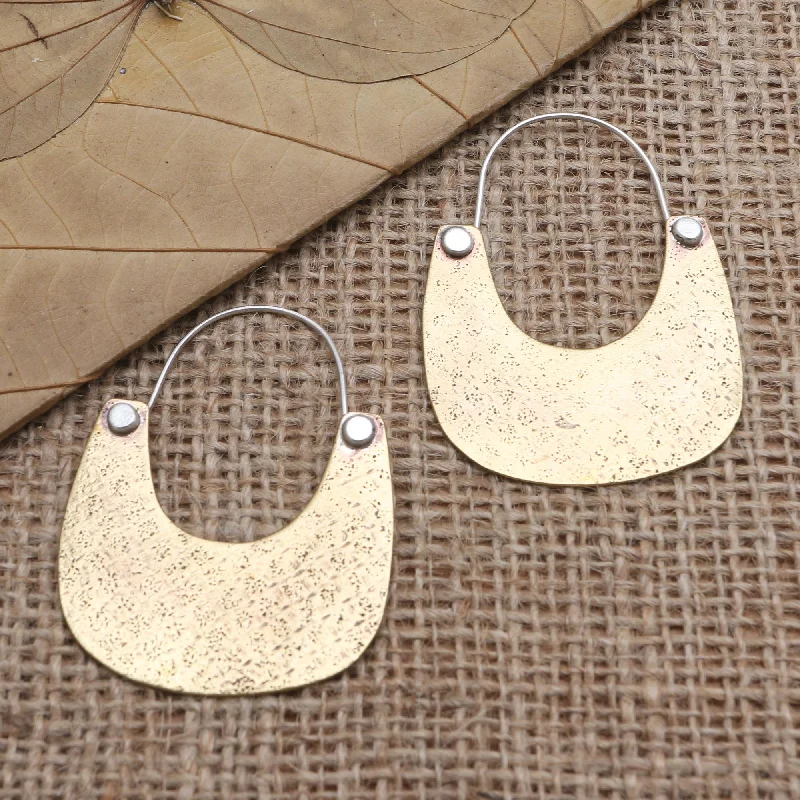 Flash Jewelry Sale – Get Stunning Pieces At Low Prices Vintage Tote in Brass Handmade Brass and Sterling Silver Dangle Earrings