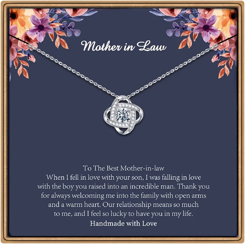 Discounted Luxury Jewelry – Shine Without The Splurge Wedding Necklace Gift Gifts for Women Girls White Gold Plated Love Knot Necklace for Grandma Aunt Stepmother Sister