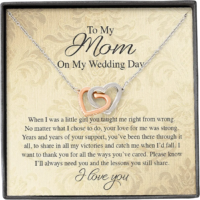 High-Quality Jewelry At A Fraction Of The Cost Wedding Necklace Gift InterLocking Heart Gift Mother Of The Bride Gifts From Daughter Gift For Mom On Wedding Day