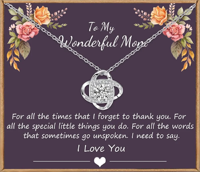 The Perfect Jewelry Piece At The Perfect Price Wedding Necklace Gift Sterling Silver Love Knot Necklace for Women with Cubic Zirconia for Mom Daugter Mother in Law on