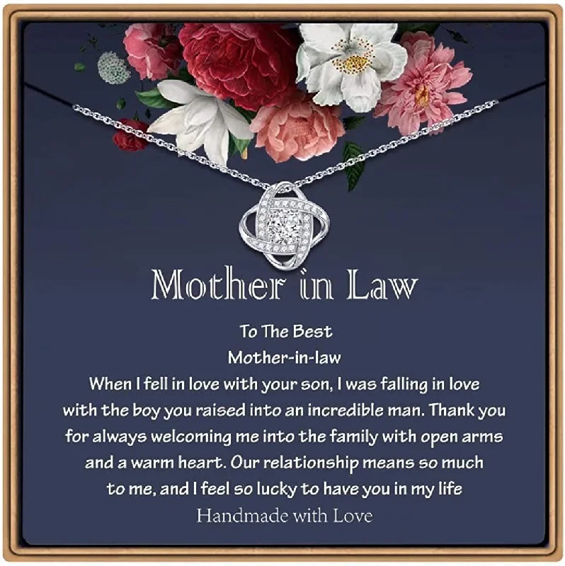 Exclusive Jewelry Bundles At Discounted Rates Wedding Necklace Gift Sterling Silver Necklace Love Knot Pendant Necklace for Grandma Aunt Stepmother Sister Mother