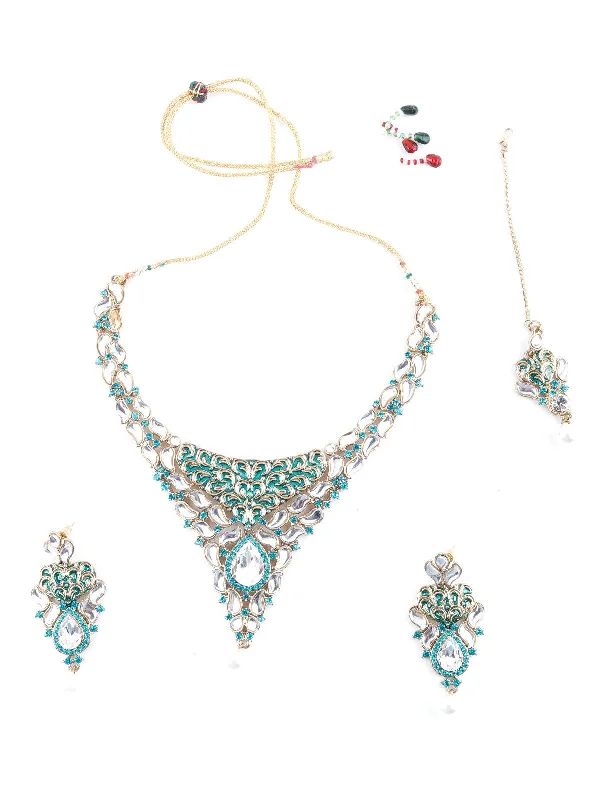 Last Chance To Shop High-End Jewelry At Markdown Prices Odette Women And Green Kundan Embellished Choker Necklace Set