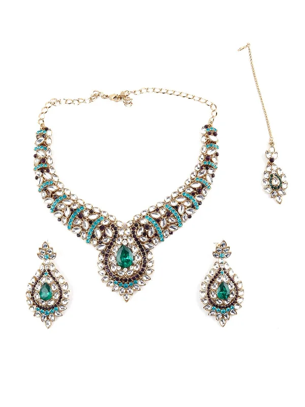 Your Perfect Accessory Now At The Best Price Odette Women Green And Black Kundan Necklace Set