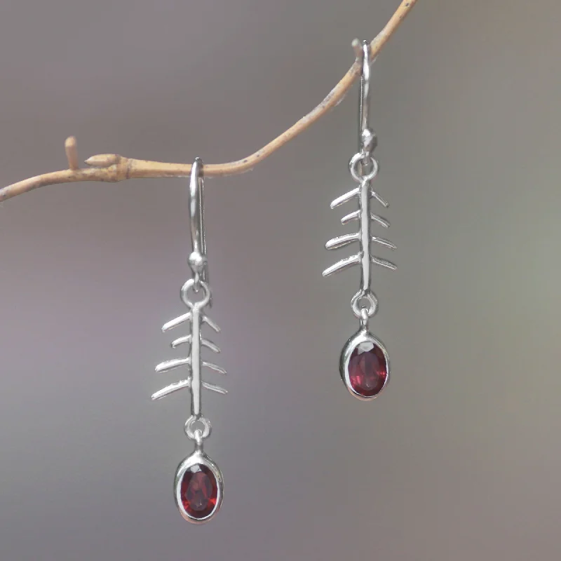 The Perfect Jewelry Piece At The Perfect Discount Winter Branches Garnet and Sterling Silver Winter Branches Dangle Earrings