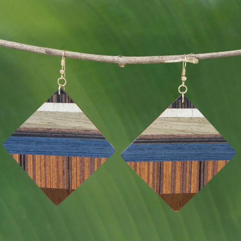 Flash Sale On Elegant Jewelry – Don't Miss Out Woodland Diamonds Wood Square Shaped Dangle Earrings from Brazil