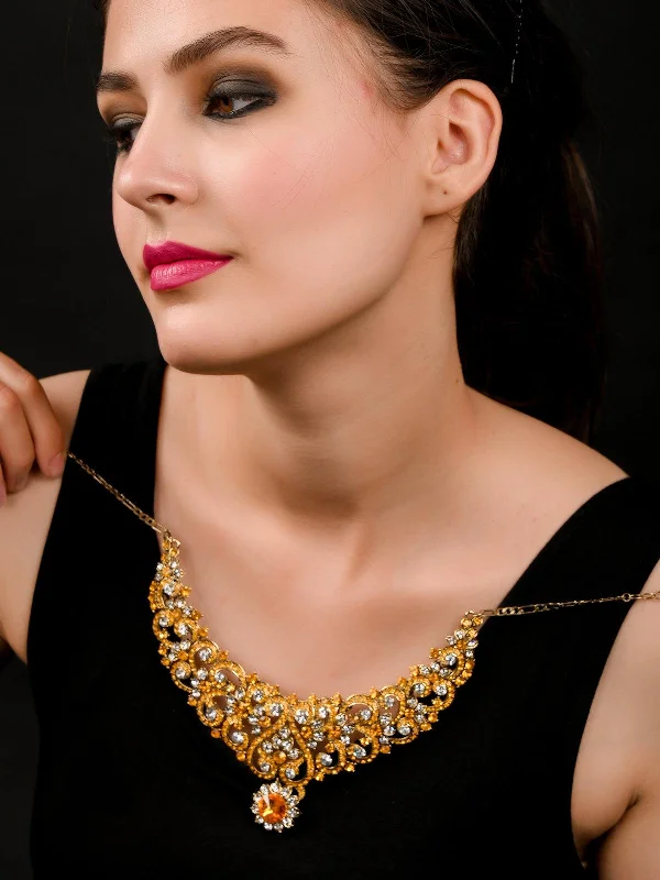 Trendy Minimalist Jewelry For Everyday Wear Odette Women Yellow Crystal Necklace Set