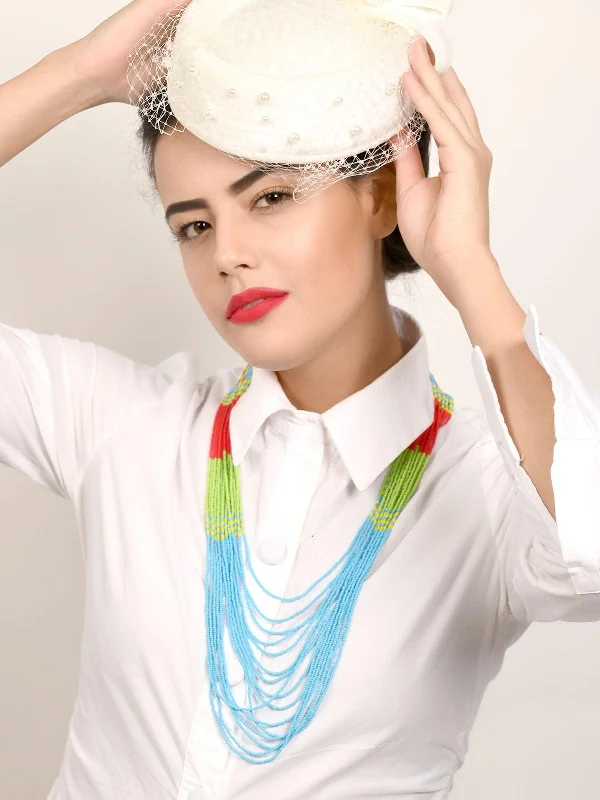 Exclusive Online Discounts On Stylish Jewelry Odette Women Zaina Handmade Blue And Green Boho Necklace