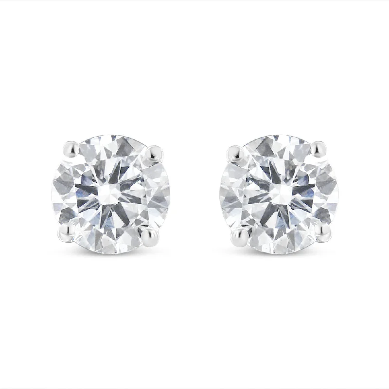 Affordable Glamour – Premium Jewelry At Special Prices 10K White Gold 1.00 Cttw Round Brilliant-Cut Diamond Classic 4-Prong Stud Earrings with Screw Backs