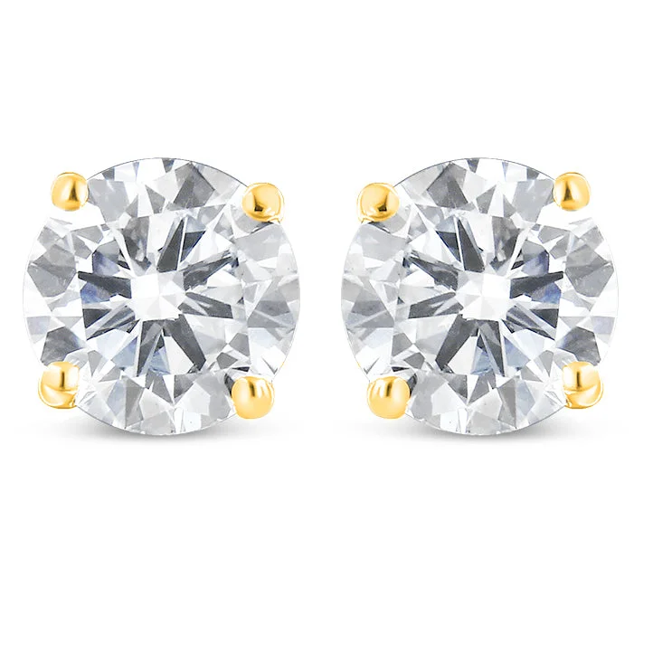 Elegant Jewelry, Exclusive Prices – Shop Now 10K Yellow Gold 1.00 Cttw Round Brilliant-Cut Near Colorless Diamond Classic 4-Prong Stud Earrings with Screw Backs