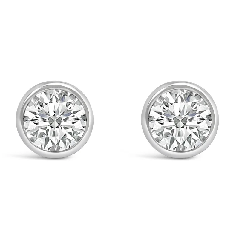 Trending Jewelry Styles Now At Limited-Time Discounts 14K Gold Lab Grown Diamond Screw-Back Classic Bezel Solitaire Stud Earrings
