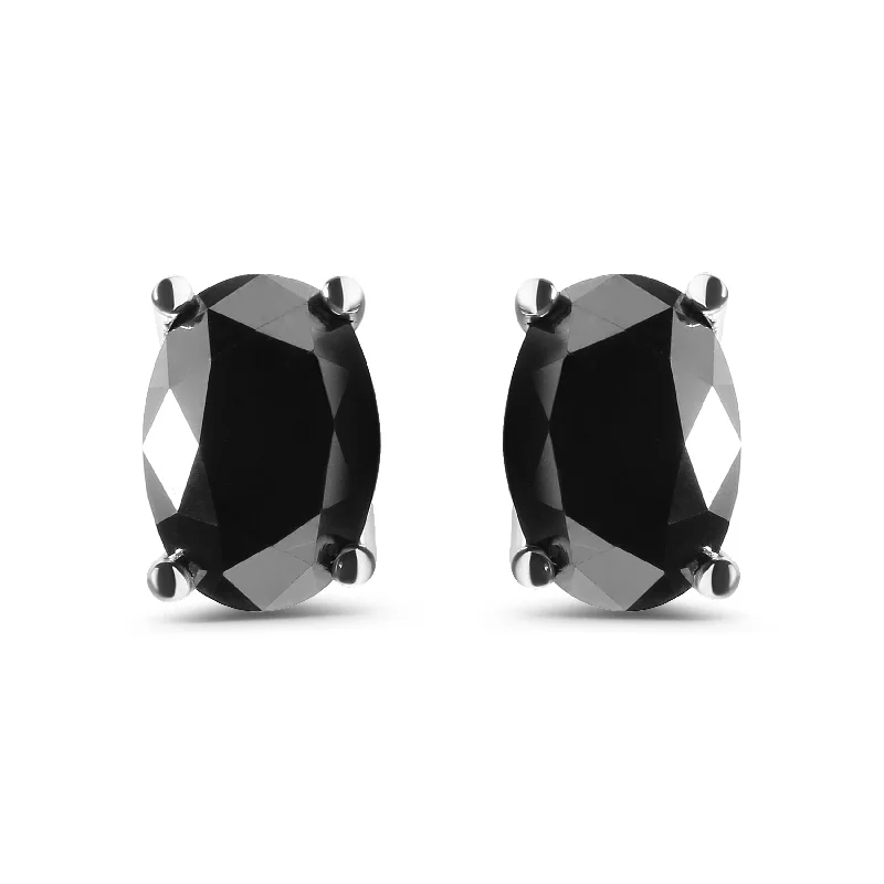 Exclusive Jewelry Offers – Sparkle For Less 14K White Gold 3.00 Cttw Oval Cut Black Diamond Solitaire Stud Earrings