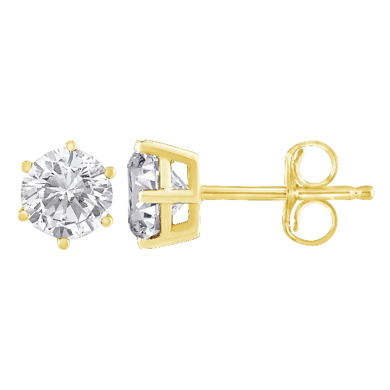 Fashion-Forward Jewelry At Incredible Prices 18K Yellow Gold 1-1/2 Cttw Round Brilliant-Cut Near Colorless Diamond Classic 6-Prong Stud Earrings