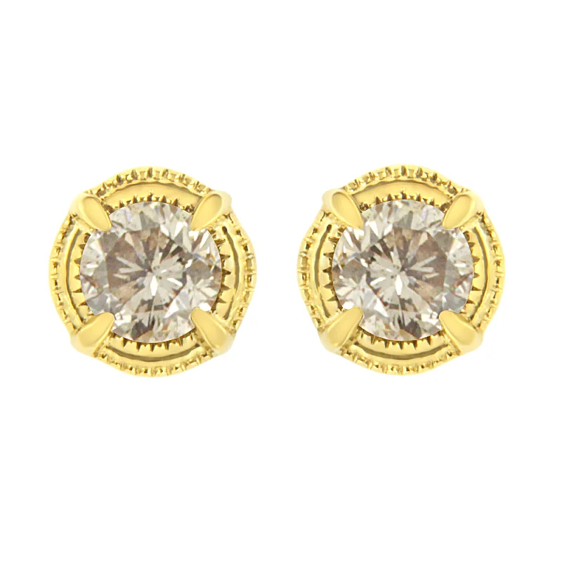 Modern Jewelry At Exclusive Discounts – Shop Today .925 Sterling Silver Round Brilliant Cut Diamond Solitaire Milgrain Stud Earrings