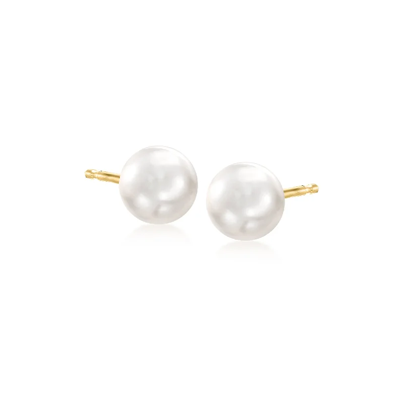 Luxury Meets Affordability – Jewelry Sale Now Live Ross-Simons 6-7mm Cultured Pearl Stud Earrings in 14kt Yellow Gold