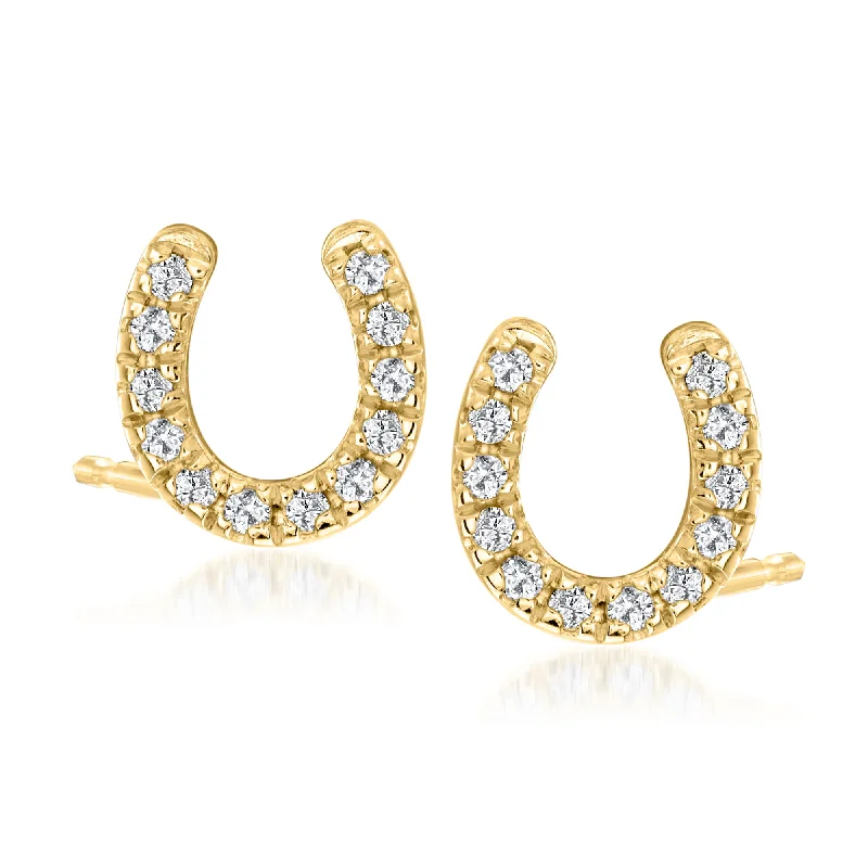 Chic, Trendy, And Affordable Jewelry Sale Ross-Simons Diamond Horseshoe Stud Earrings in 18kt Gold Over Sterling
