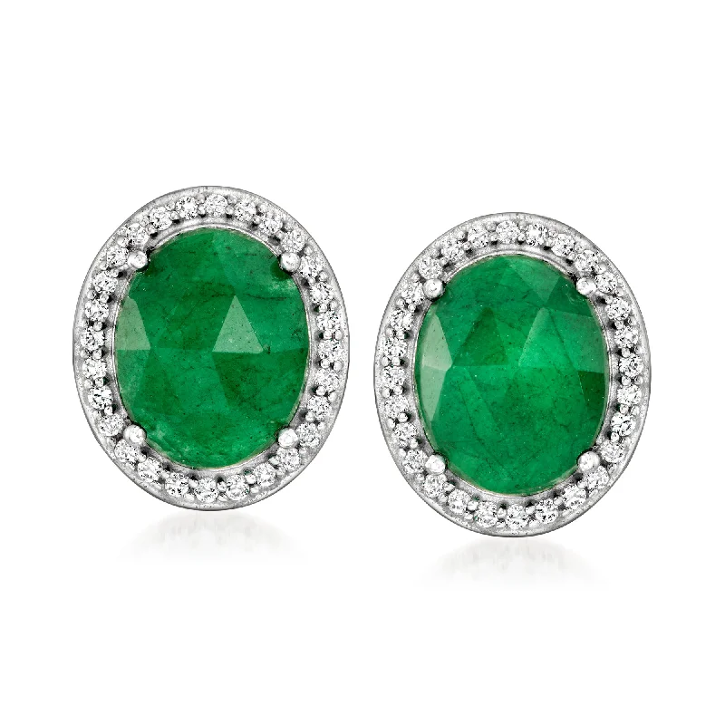Unmissable Jewelry Sale – Shop Before It's Too Late Ross-Simons Emerald and . White Topaz Stud Earrings in Sterling Silver