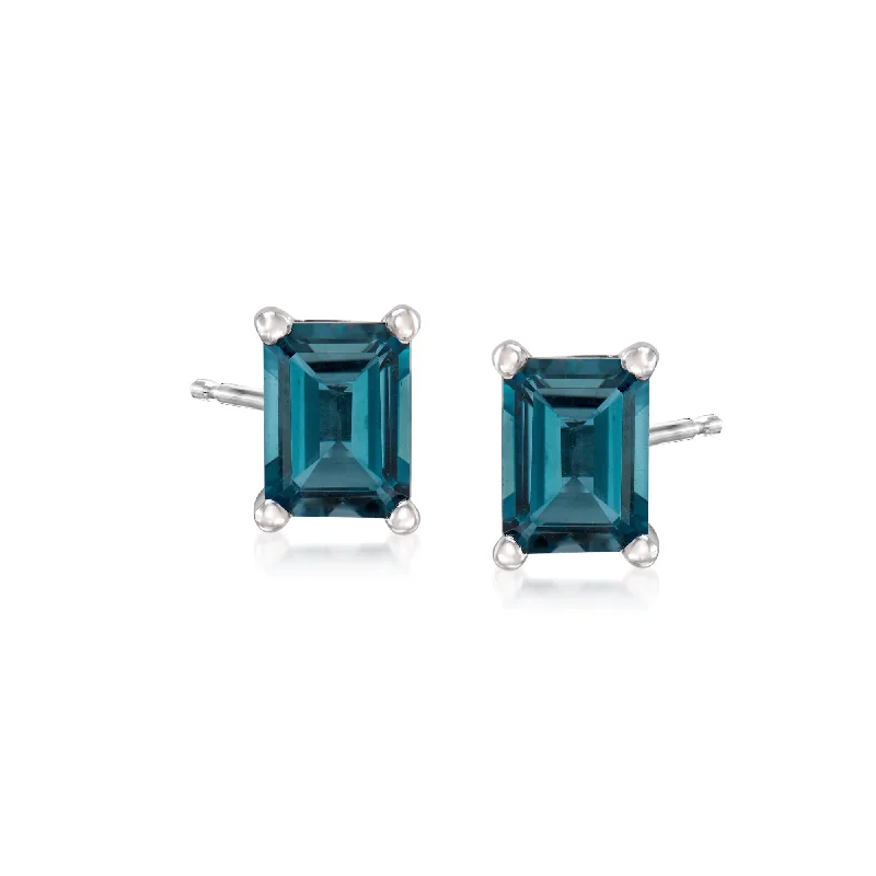 Elegant Designs, Unbeatable Discounts – Shop Jewelry Now Ross-Simons London Blue Topaz Stud Earrings in Sterling Silver