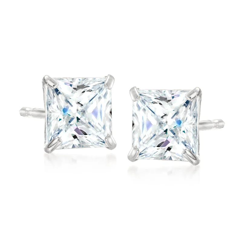 Shop Fine Jewelry With Exclusive Savings Ross-Simons Princess-Cut CZ Stud Earrings in 14kt White Gold