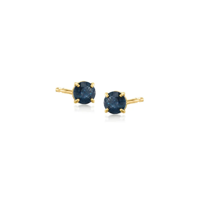 Exclusive Gemstone Jewelry At Special Prices Ross-Simons Round Sapphire Stud Earrings in 14kt Yellow Gold