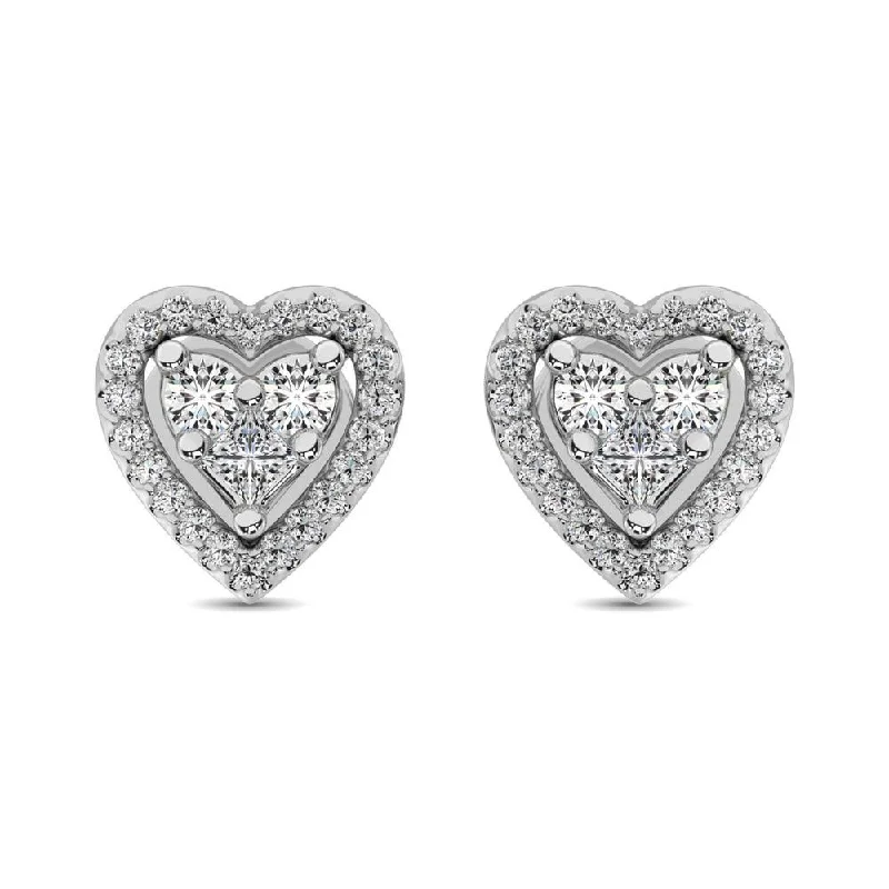 Breathtaking Jewelry At Limited-Time Savings 10K White Gold 1/3 Ct.Tw. Diamond Heart Stud Earrings