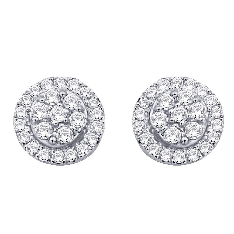 Shop Modern Jewelry Collections With Exclusive Discounts 10K White Gold 1/4 Ct.Tw.Diamond Flower Stud Earrings