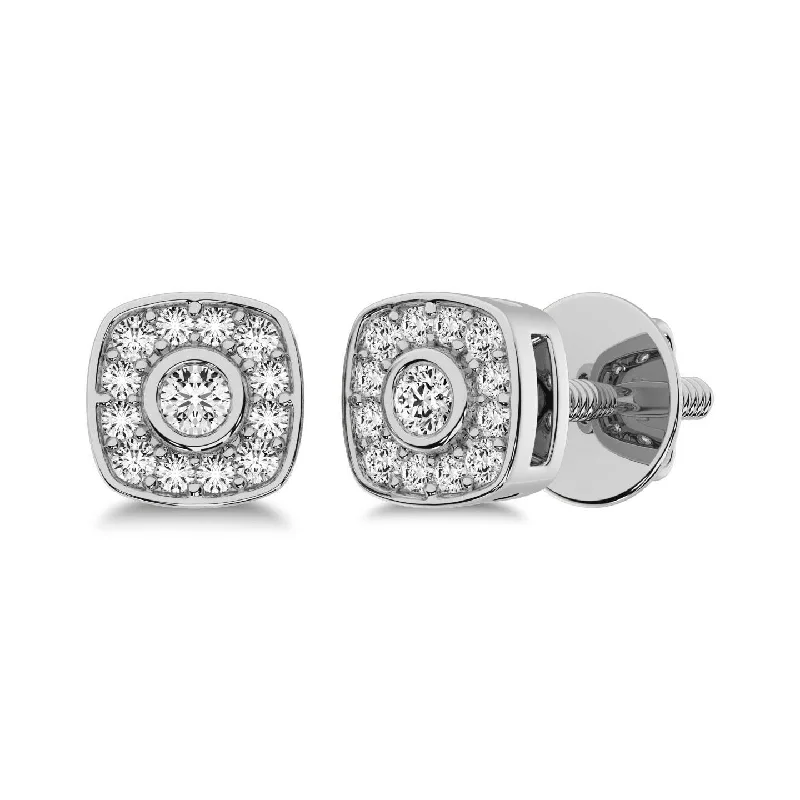 Exclusive Online Jewelry Sale – Don't Wait 10K White Gold 1/5 Ct.Tw. Diamond Square Shape Stud Earrings