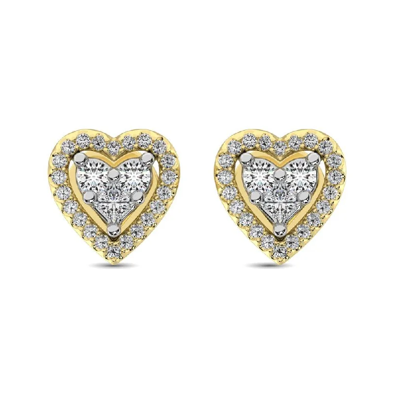 Last Chance To Shop High-End Jewelry At Markdown Prices 10K Yellow Gold 1/3 Ct.Tw. Diamond Heart Stud Earrings