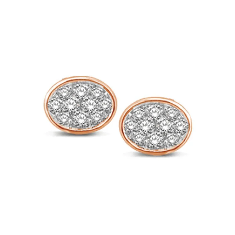 Elegant Necklaces And Bracelets At Limited-Time Offers 14K Rose Gold 1/5 Ctw Diamond Oval Shape Flower Stud Earrings