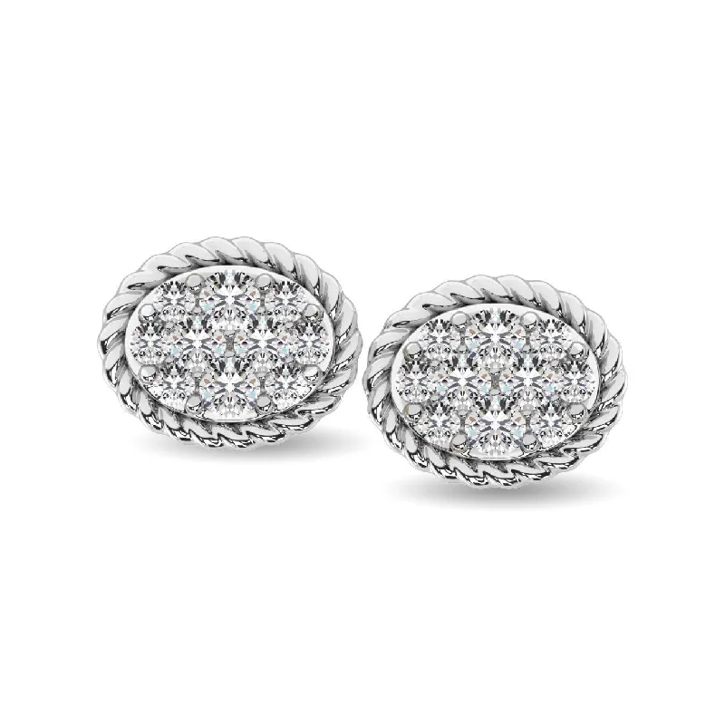 Huge Savings On Premium Jewelry Styles 14K White Gold 1/5 Ctw Diamond Oval Flower Stud Earrings