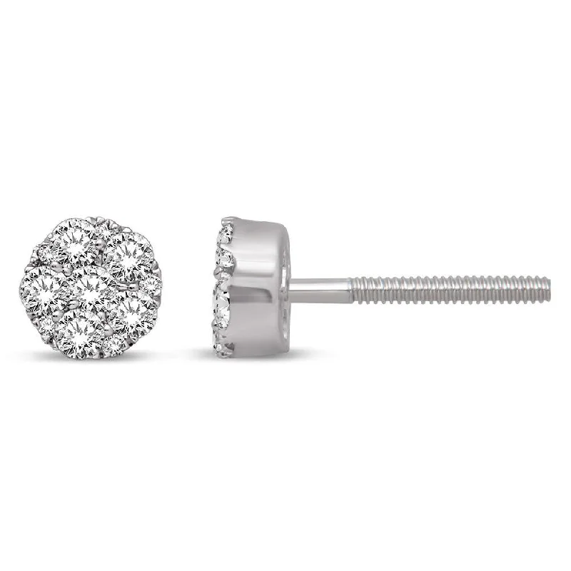 Buy More, Save More On Stunning Jewelry Pieces 14K White Gold Diamond Flower Stud Earrings