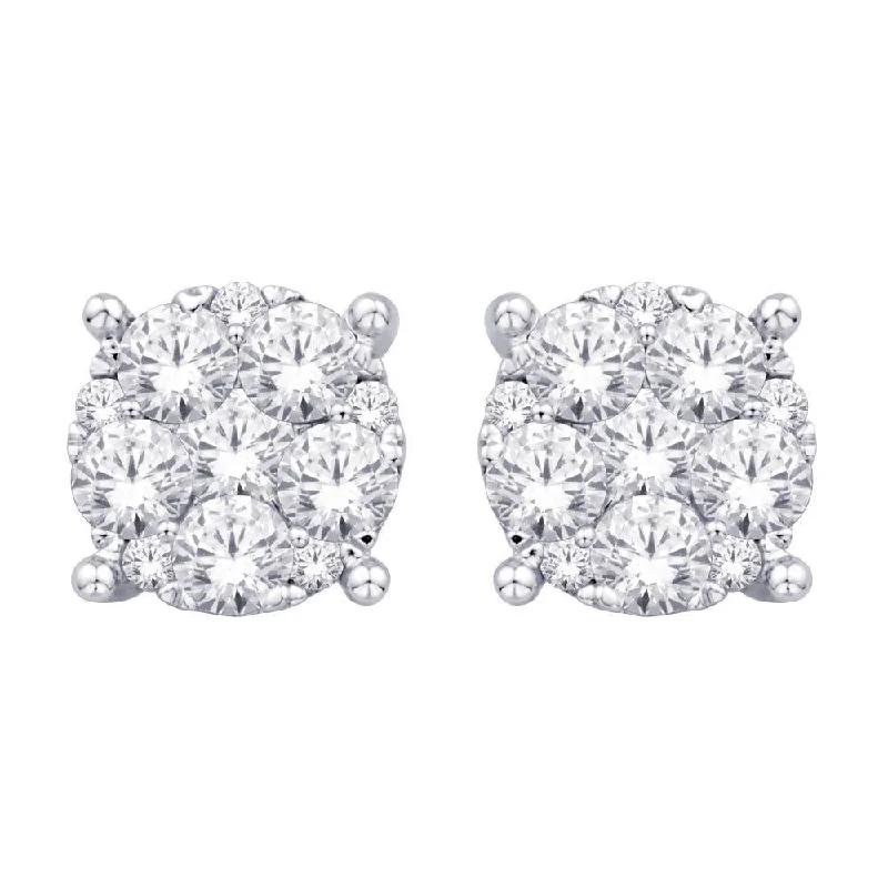 Bold And Beautiful Jewelry Now At Irresistible Prices 14K White Gold Diamond Flower Stud Earrings