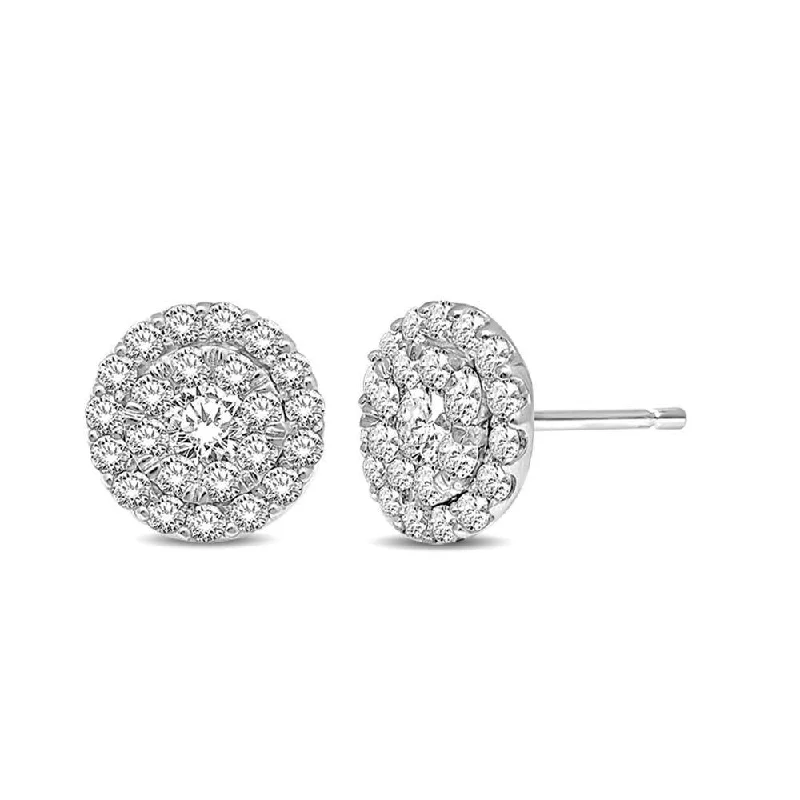 Unmissable Deals On Handmade Jewelry Collections 14K White Gold 3/4 Ctw Invisible Diamond Stud Earrings