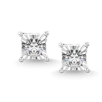 Elevate Your Outfit With Discounted Statement Jewelry Illusion Square Diamond 1/20 Ct.Tw. Stud Earrings