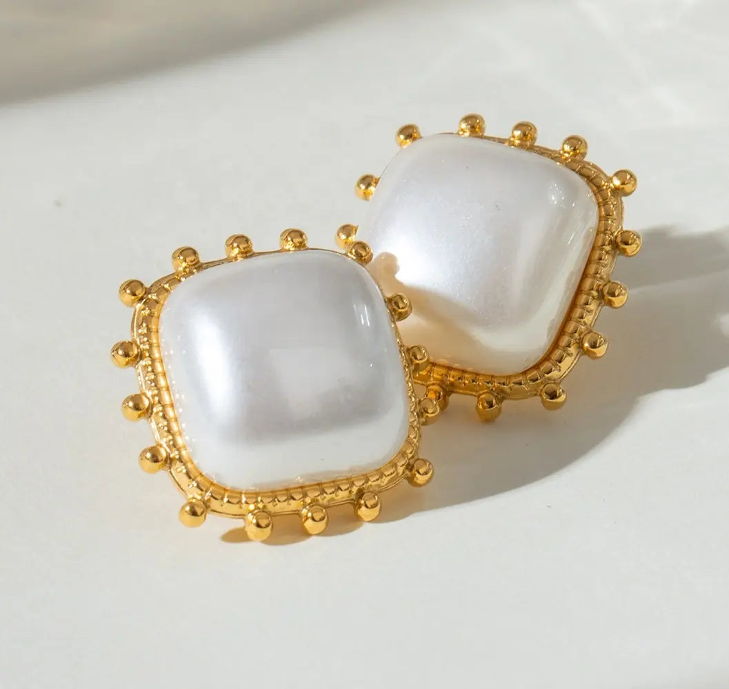 Timeless Elegance At Unbelievable Discounts Simple Square White Pearl Stud Earrings