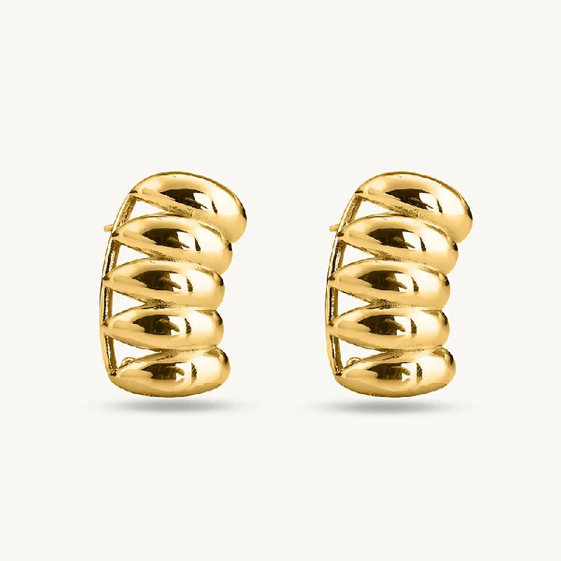 Grab Exquisite Jewelry At The Lowest Prices Striped Gold Stud Earrings