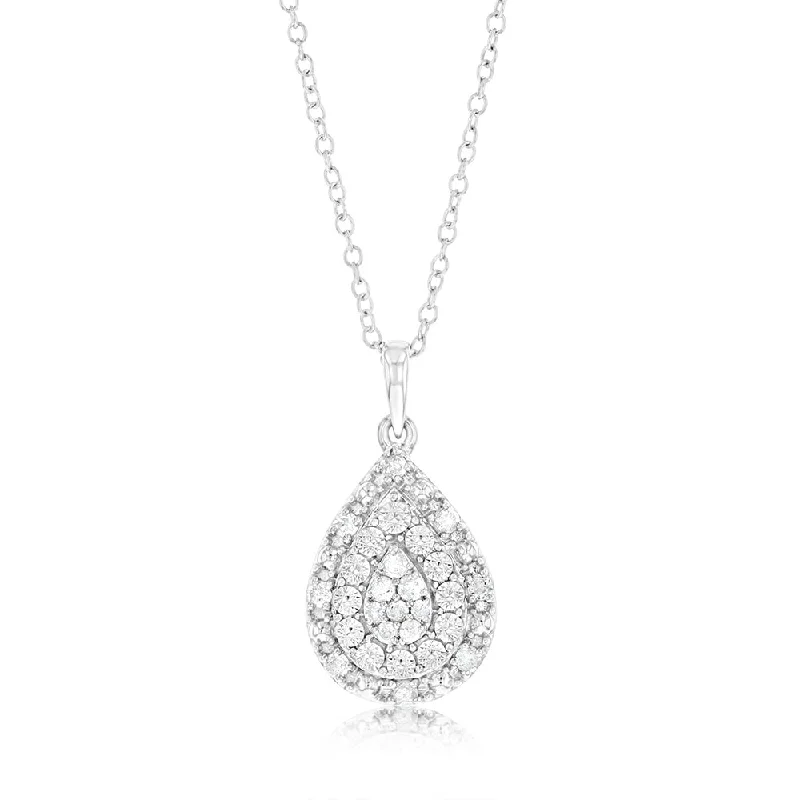 Limited Stock On Premium Jewelry At Low Prices 1/6 Carat Diamond Pear Pendant in Sterling Silver