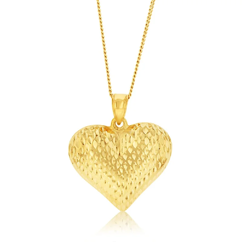 Personalized Jewelry Sale – Meaningful Gifts At Great Prices 10ct Yellow Gold Silverfilled Diamond Cut Heart Pendant