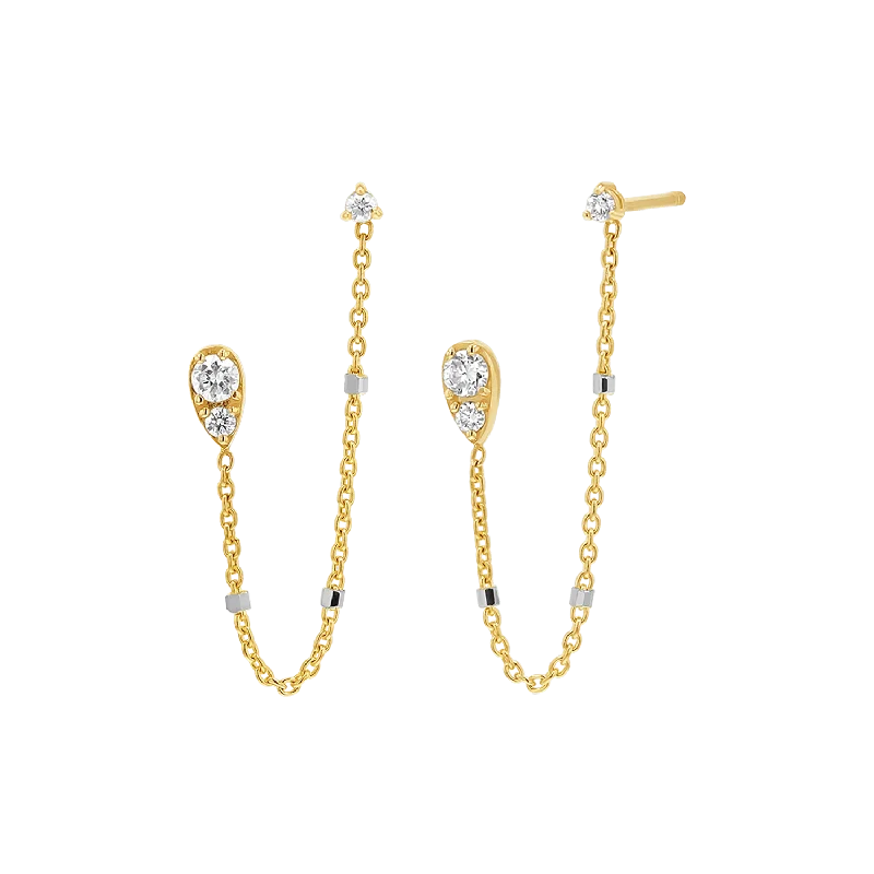High-Quality Jewelry At A Fraction Of The Cost Diamond Pear Chain Duo Stud Earrings
