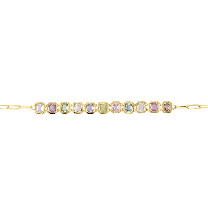 Flash Sale On Exquisite Jewelry – Don't Miss Out Emerald Cut Sapphire Paperclip Chain Bracelet