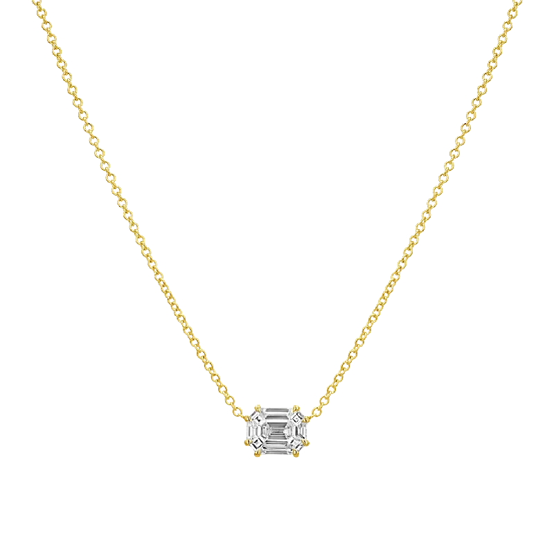 Seasonal Jewelry Sale – Upgrade Your Style Today Emerald Shape Illusion Set Diamond Necklace