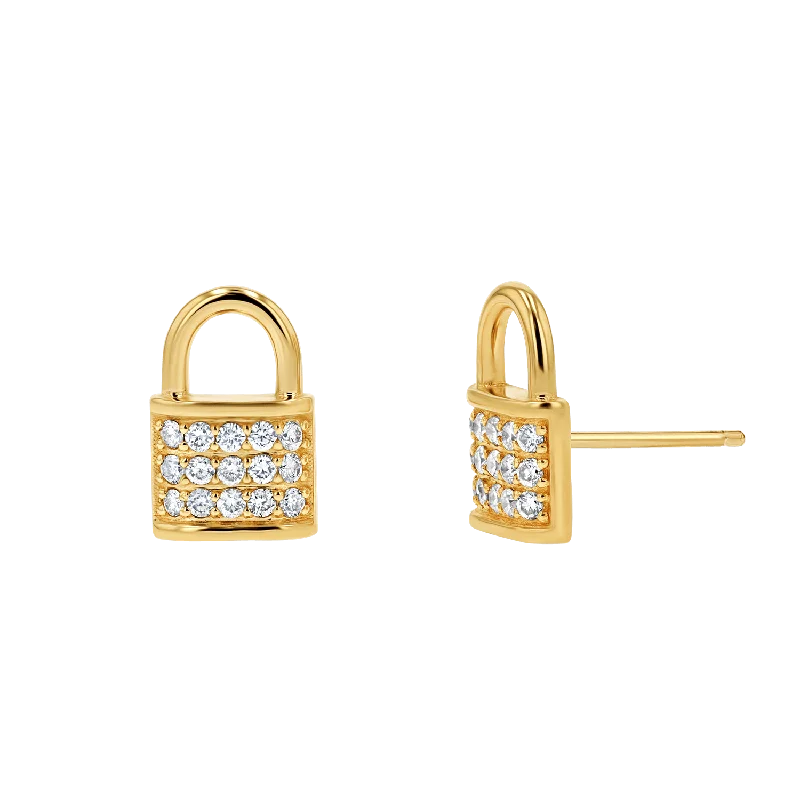 Make Every Moment Shine – Jewelry Discounts Available Love Padlock Diamond Pave Stud Earrings