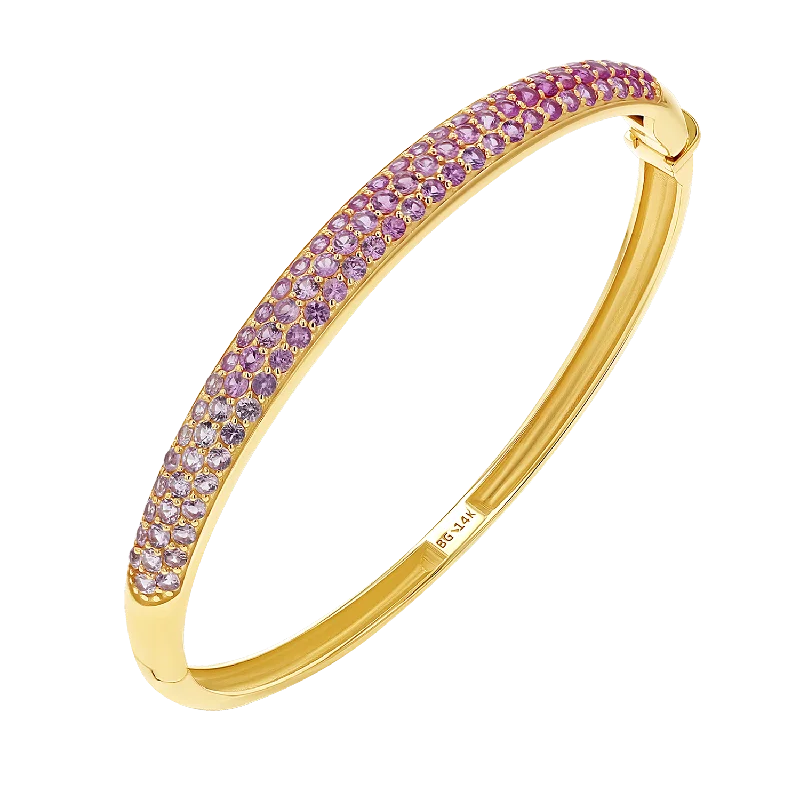 Elegant Rose Gold Jewelry For A Stylish Touch Ombré Pink Sapphire Cuff Bracelet