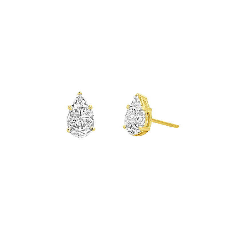 Chic And Stylish Jewelry At Exclusive Prices Pear Shape Illusion Set Diamond Stud Earrings